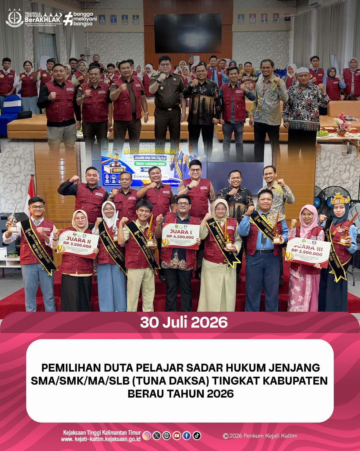 Pemilihan Duta Pelajar Sadar Hukum Jenjang SMA/SMK/MAN/SLB (TUNA DAKSA) Tingkat Kabupaten Berau Tahun 2026