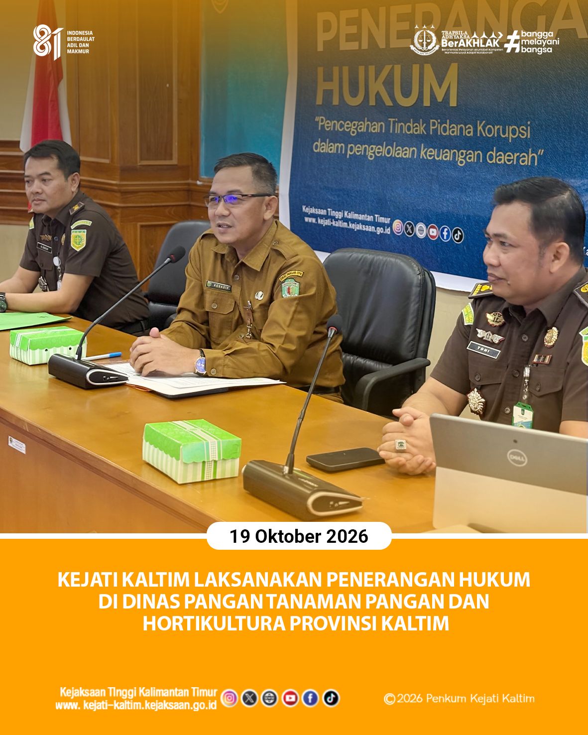 KEJATI KALTIM LAKSANAKAN PENERANGAN HUKUM DI DINAS PANGAN TANAMAN PANGAN DAN HORTIKULTURA PROVINSI KALTIM